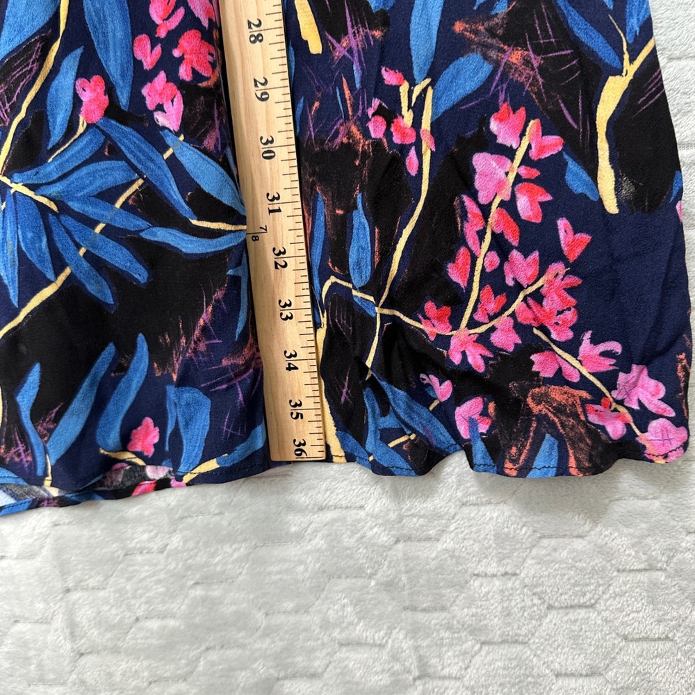 Maeve Anthropologie Womens Elia Cold Shoulder Dress Blue Floral 10P Tropical‎ - Picture 9 of 9